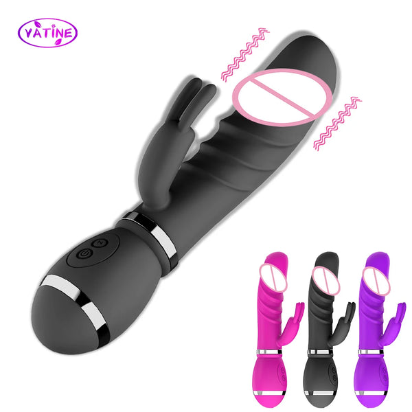 18cm Rabbit Vibrators For Women Vaginal ไวเบรเตอร์ซิลิโคนแบบมือถือชาร์จได้30สปีดคลิตอริสคลิตอริสแบบคลิตอริสมอเตอร์คู่เซ็กซ์ทอย G จุดสำหรับผู้หญิงและผู้หญิง